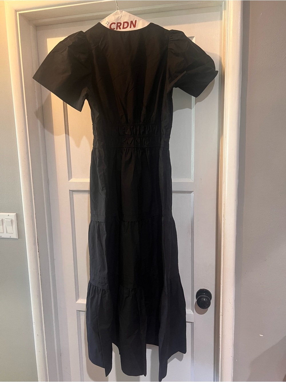Anthropologie Black Tiered Puff-Sleeve Maxi Dress